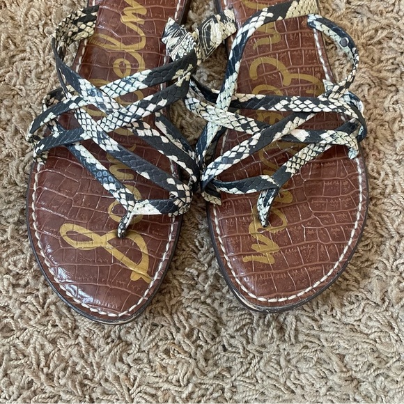 Sam Edelman Georgette Slide Sandal Flats Leather Snake Print Women’s Size 9 EUC - Picture 8 of 9